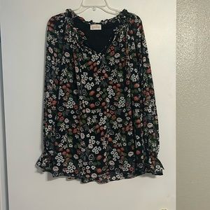 Boutique Brand Black Floral Long Sleeve Top